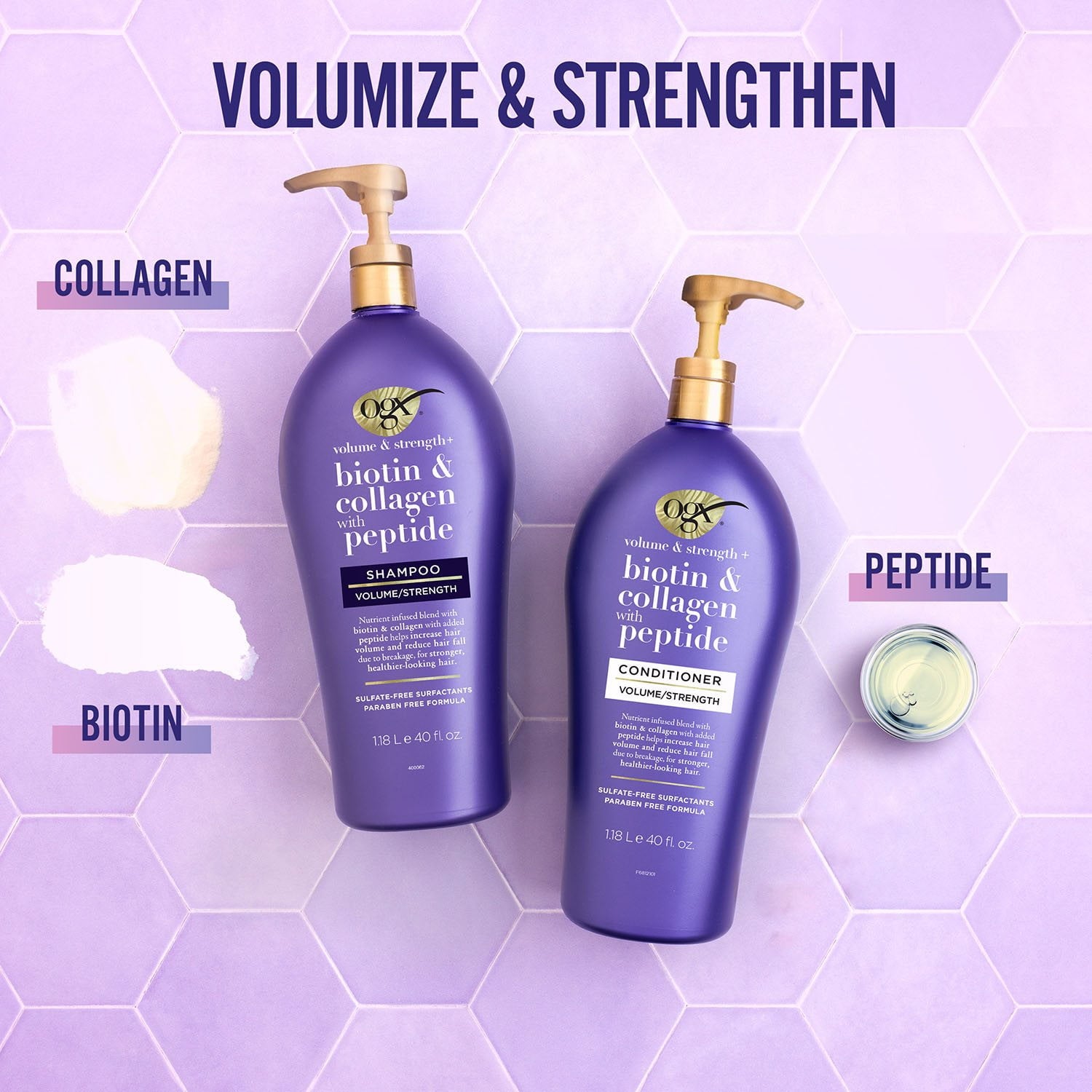 OGX Volume & Strength + Biotin & Collagen Shampoo, 40 fl. oz.