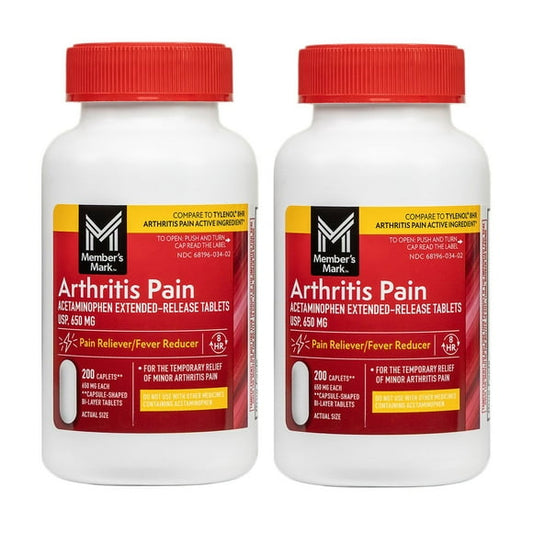 Member's Mark Arthritis Pain Extended Release Tablets, 650 mg Acetaminophen, 200 ct./pk., 2 pk.