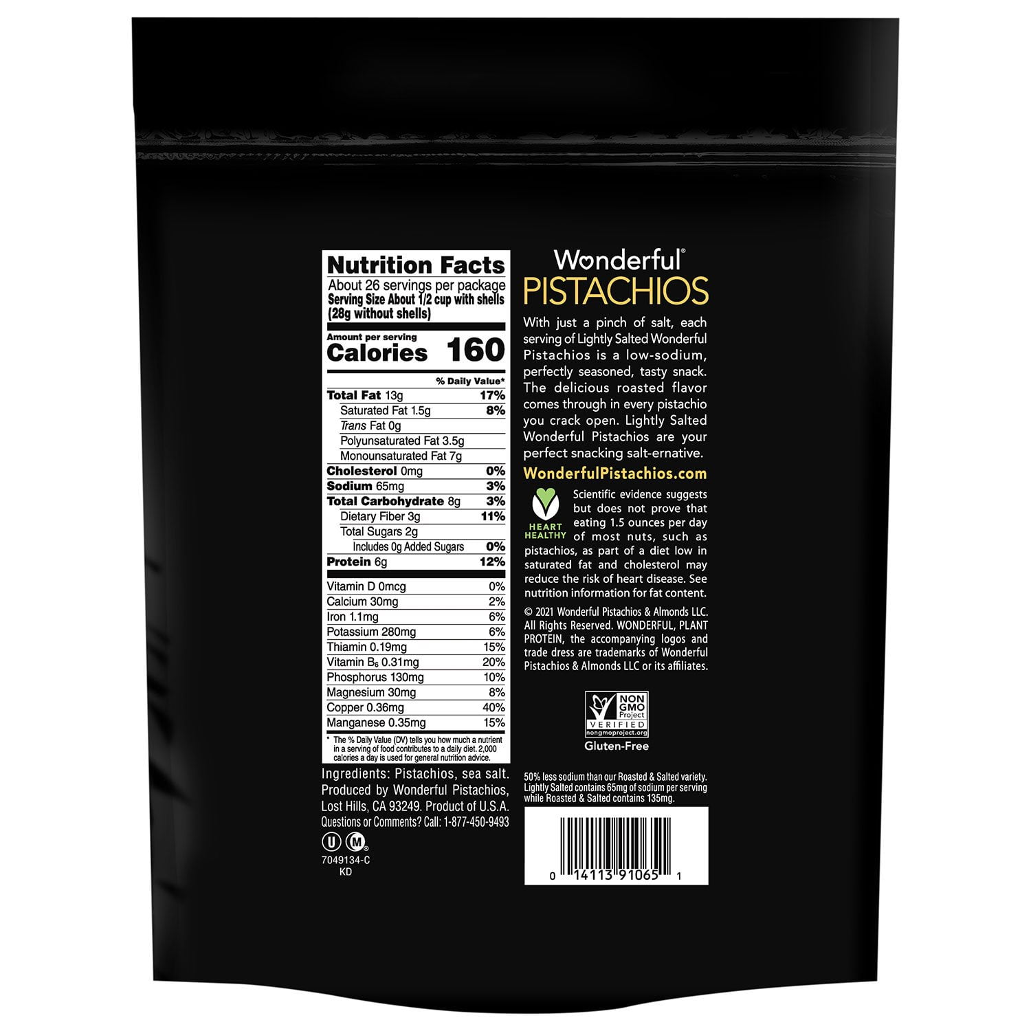 Wonderful Lightly Salted Pistachios, 48 oz.