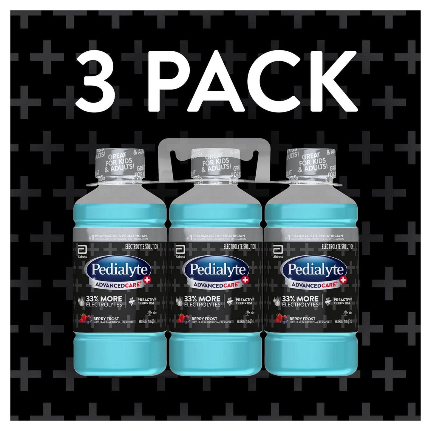 Pedialyte AdvancedCare Plus Electrolyte Solution Berry Frost, 33.8 fl. oz., 3 pk.
