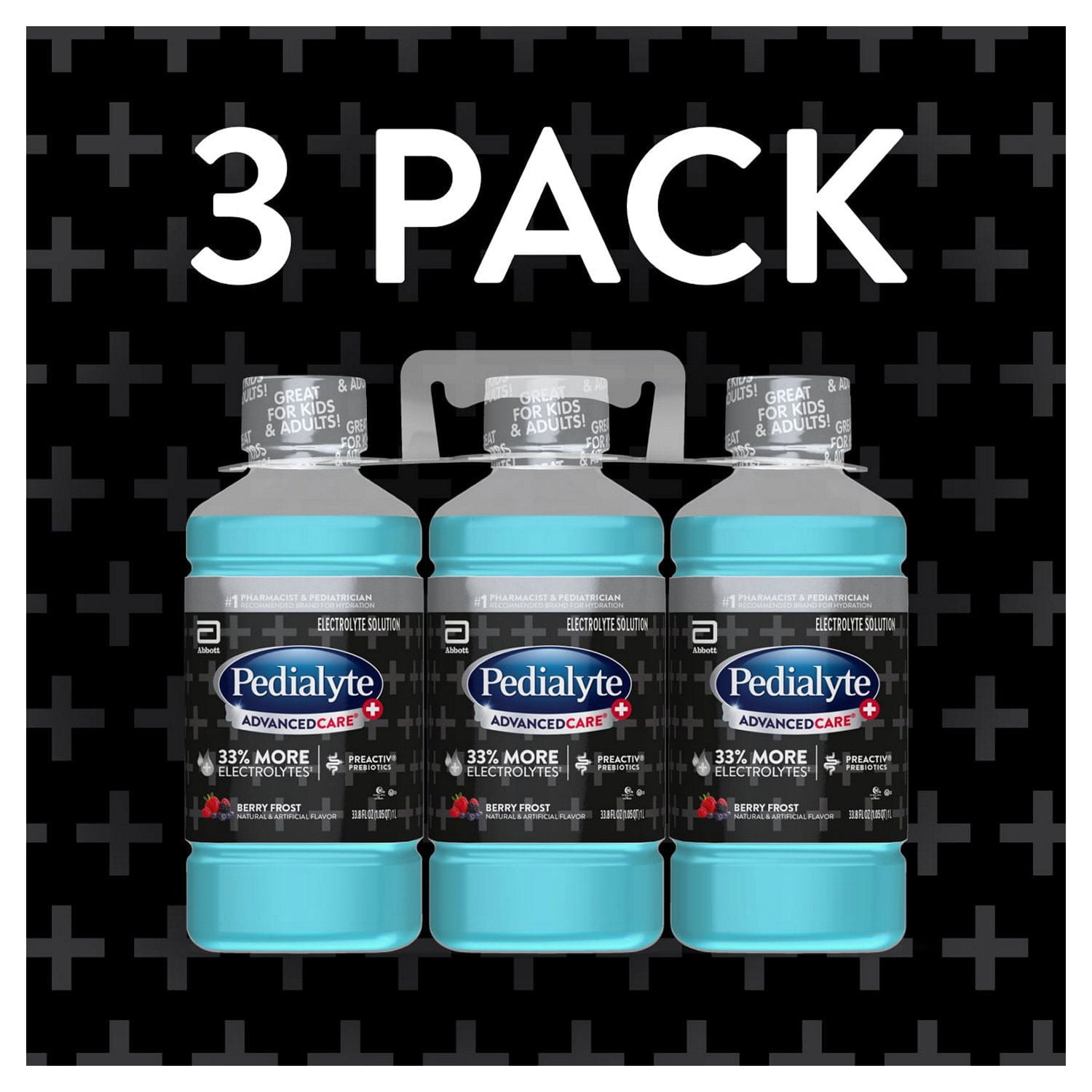 Pedialyte AdvancedCare Plus Electrolyte Solution Berry Frost, 33.8 fl. oz., 3 pk.