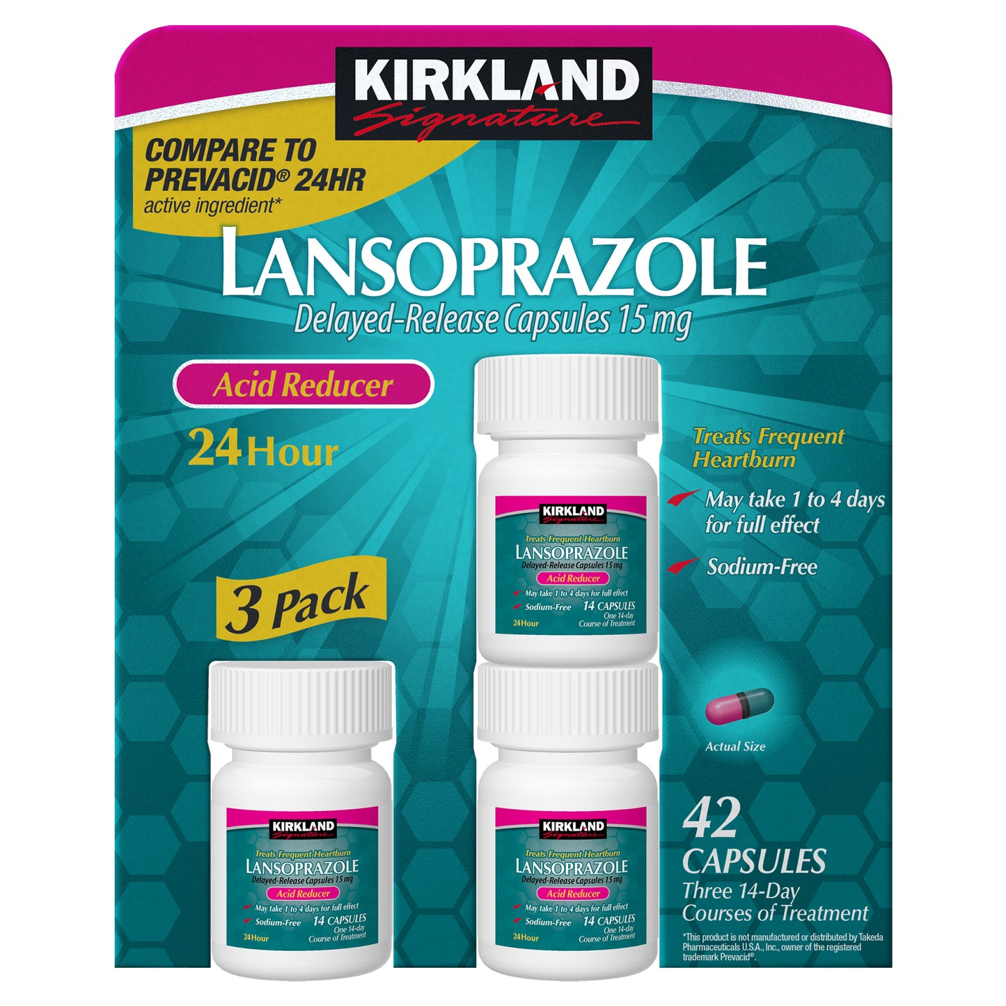 KIRKLAND SIGNATURE LANSOPRAZOLE 15MG CAPS 3 X 14 COUNT