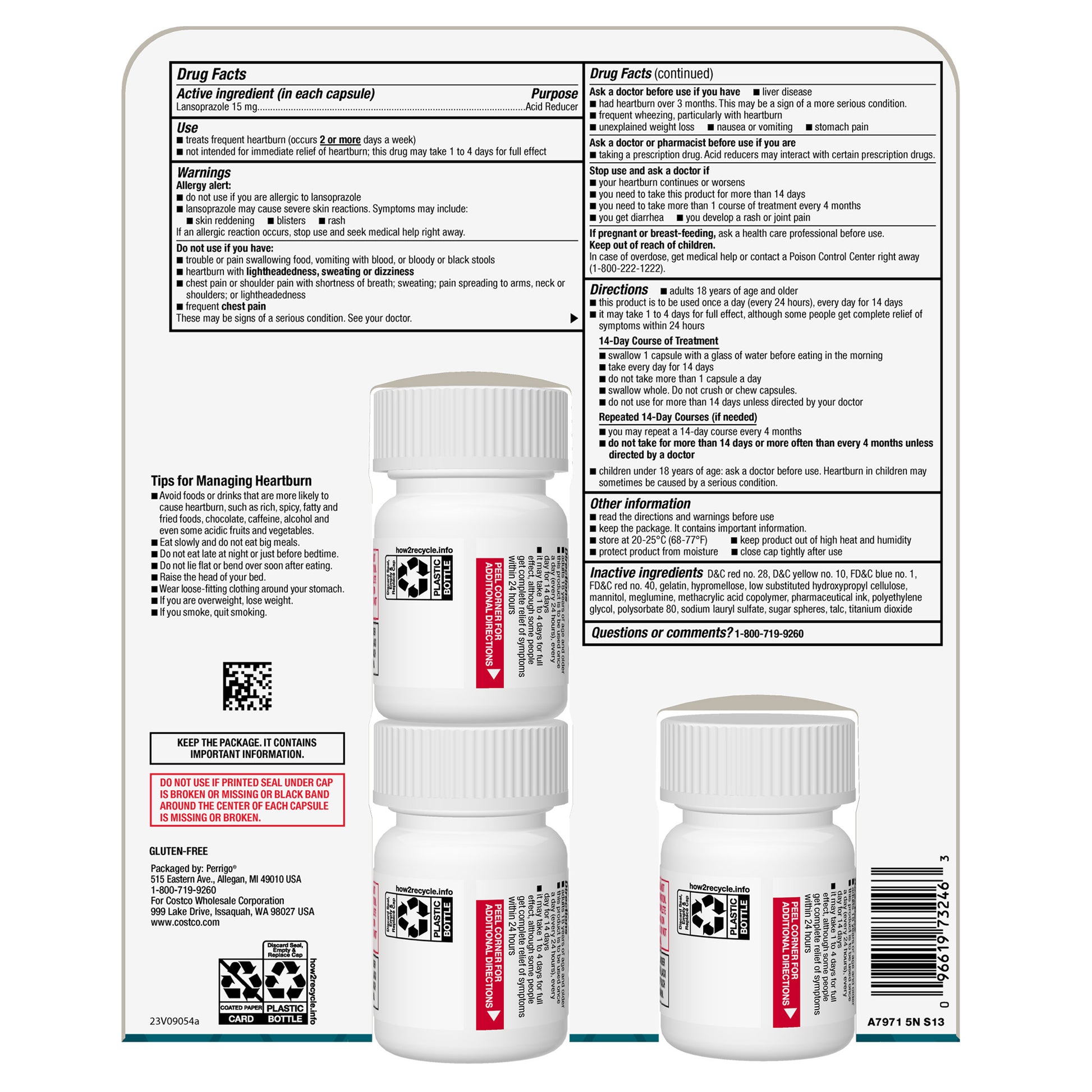 KIRKLAND SIGNATURE LANSOPRAZOLE 15MG CAPS 3 X 14 COUNT