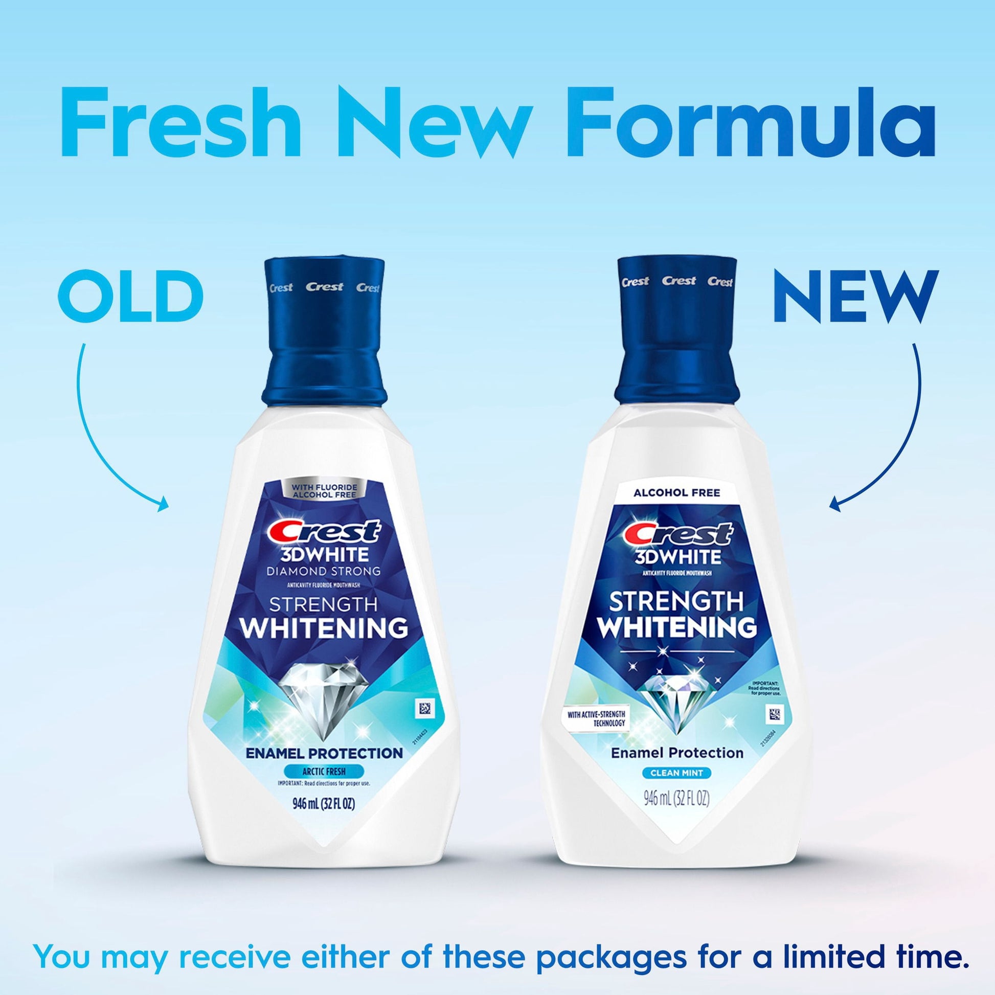 Crest 3D White Strength Whitening Mouthwash, Clean Mint, 32 fl. oz., 2 pk.