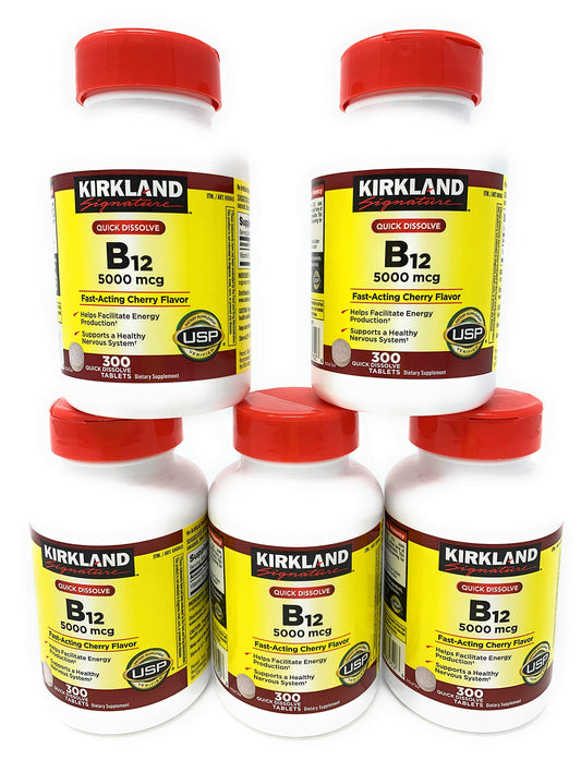 Kirkland Signature Sublingual B-12 5000 mcg, 5 Bottles (300 Tablets)