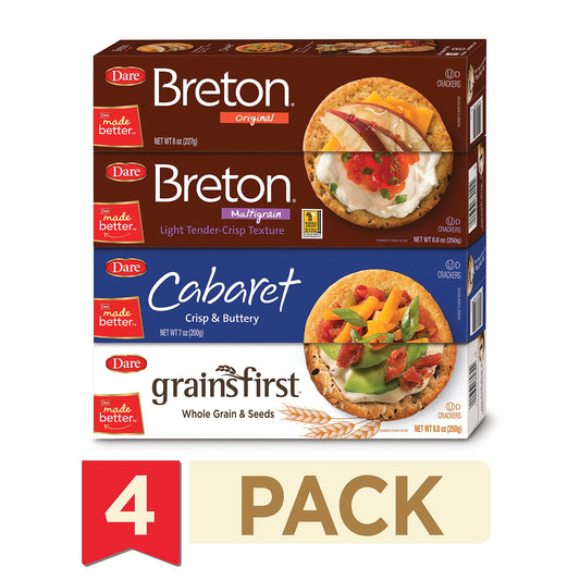 Breton Crackers, Dare Variety, 4 Count (Pack of 1)