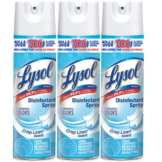 Lysol Disinfectant Spray, Sanitizing and Antibacterial Spray, For Disinfecting and Deodorizing, Early Morning Breeze, 3 Count, 19 fl oz each