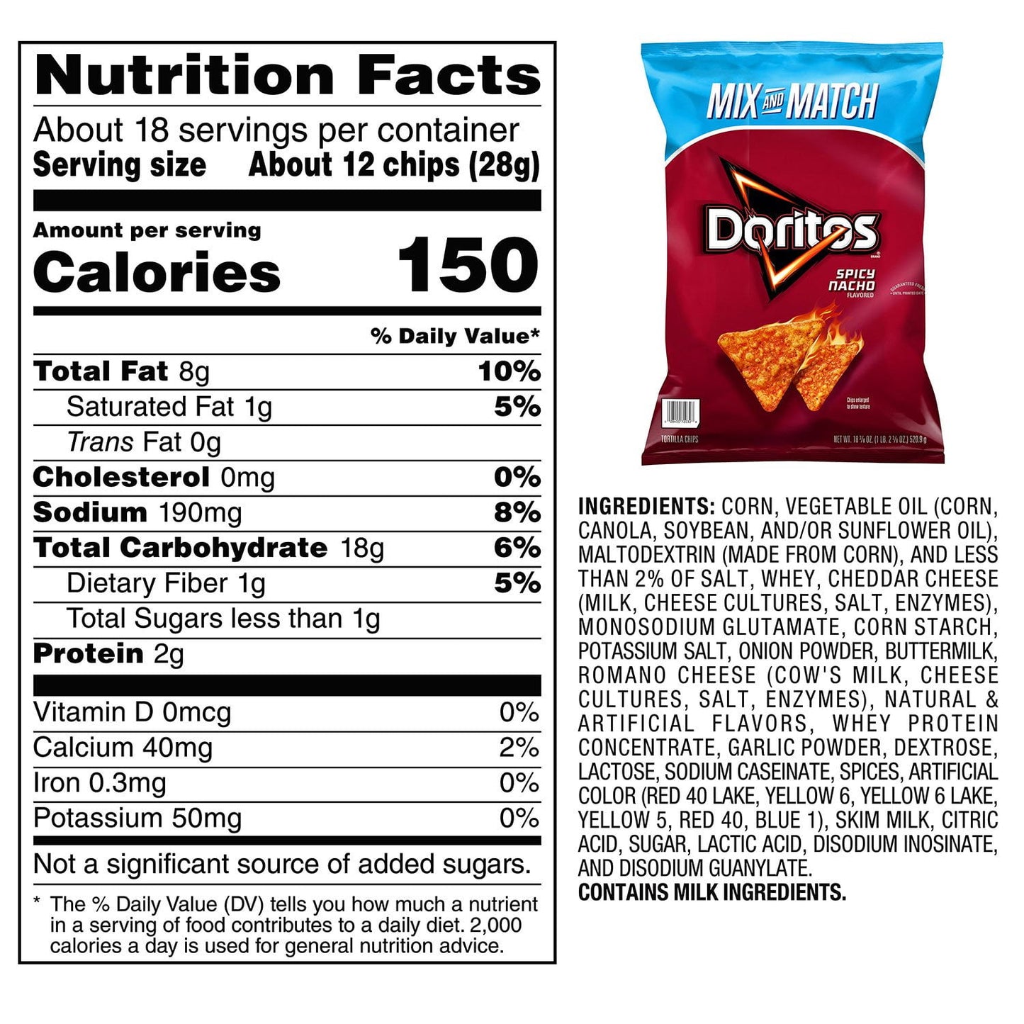Doritos Spicy Nacho Tortilla Chips, 18.38 oz.