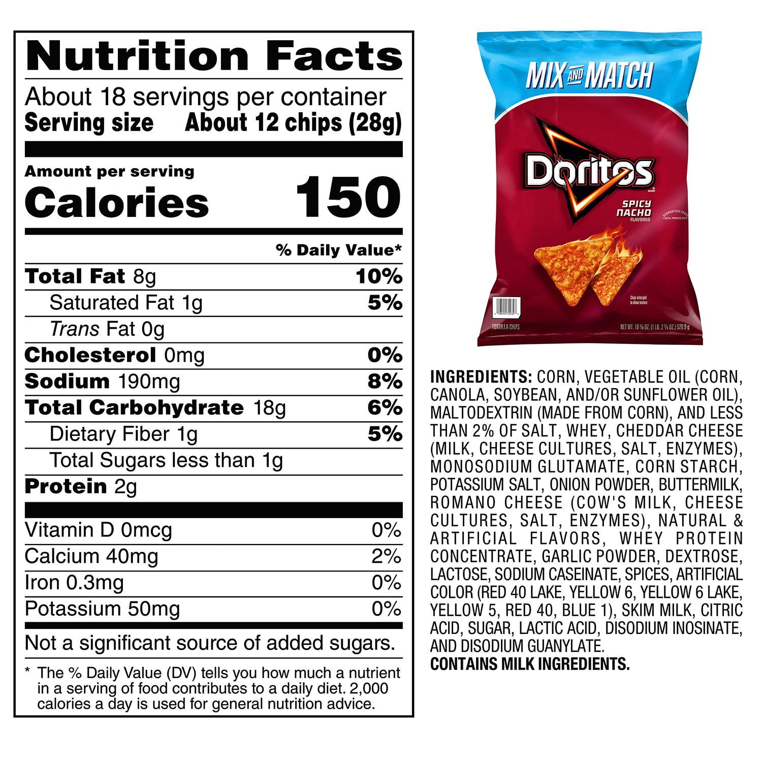 Doritos Spicy Nacho Tortilla Chips, 18.38 oz.