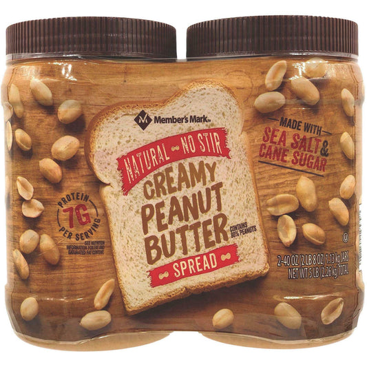 Member's Mark Natural No Stir Creamy Peanut Butter Spread (40 Ounce ., 2 ct.),, 80 Ounce ()