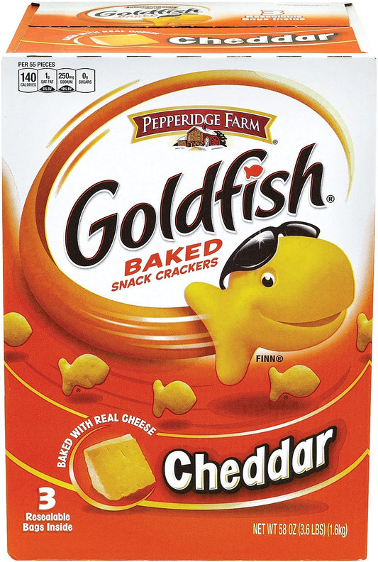 Pepperidge Farm Goldfish, Cheddar, 3 resealable bags, 58 ounces