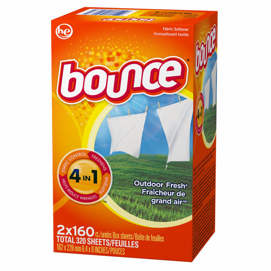 Bounce Dryer Sheets, Outdoor Fresh Scent, 320 ct. (Pack of 2)
