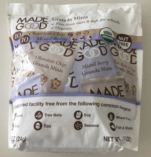 Made Good Granola Minis Variety Bundle, 10 of Each Mixed Berry and Chocolate Chip Granola Minis 0.85 Ounce Pouches, 20 Total