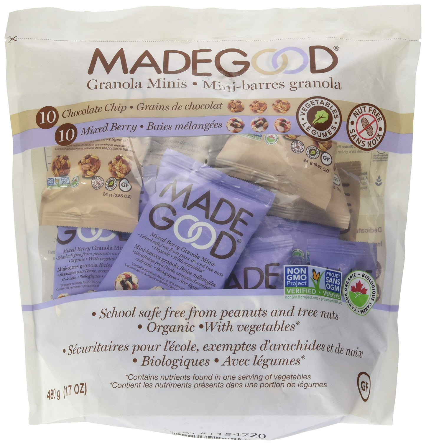 Made Good Granola Bites 20 Minis, Nut Free, Organic, (2 Pack)