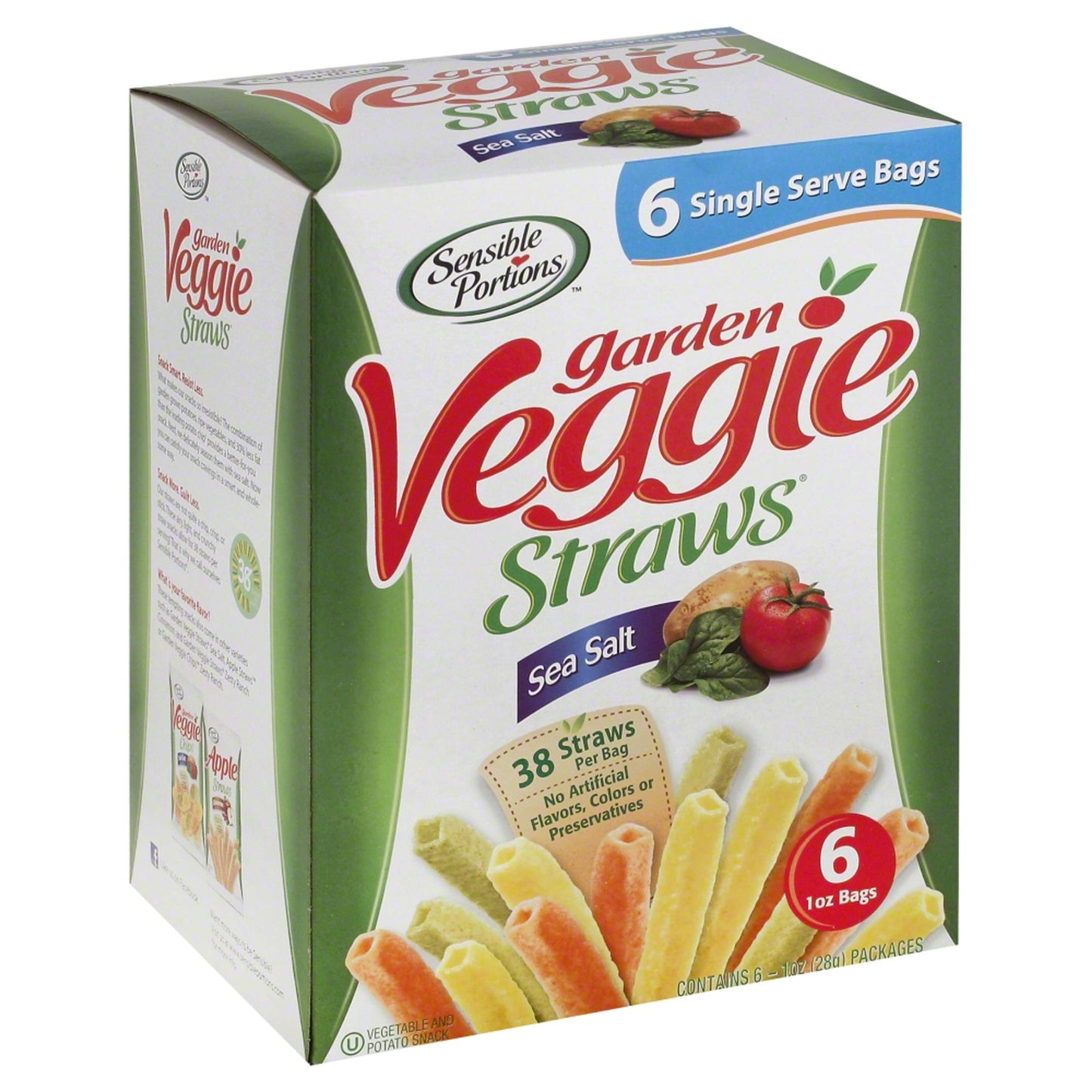 Sensible Portions Straw Veggie Pack Single Sea salt, 1 oz (Bag of 6)