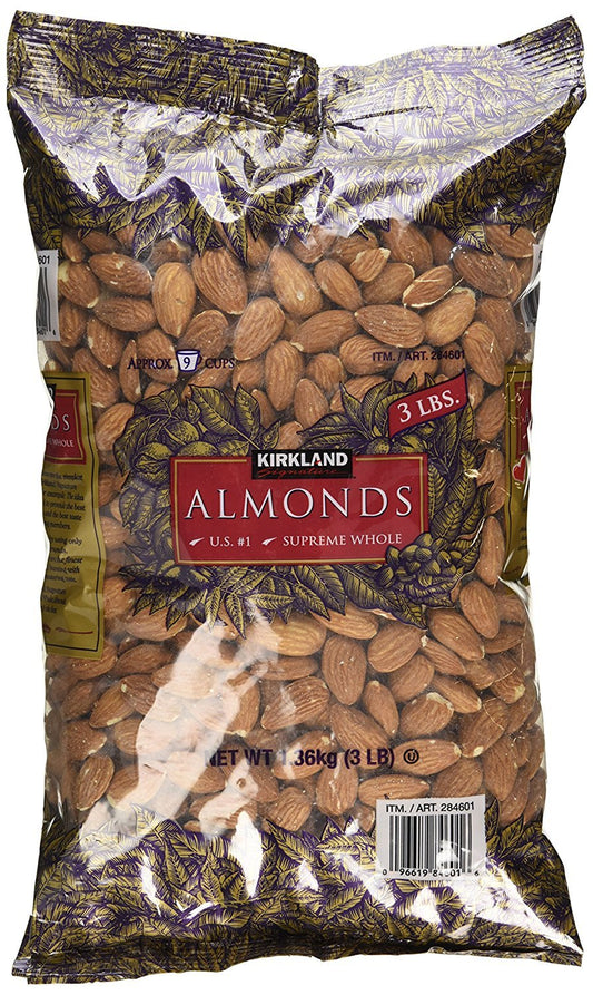 Kirkland Signature nZKcGE Supreme Whole Almonds, 3 Pound (2 Pack)