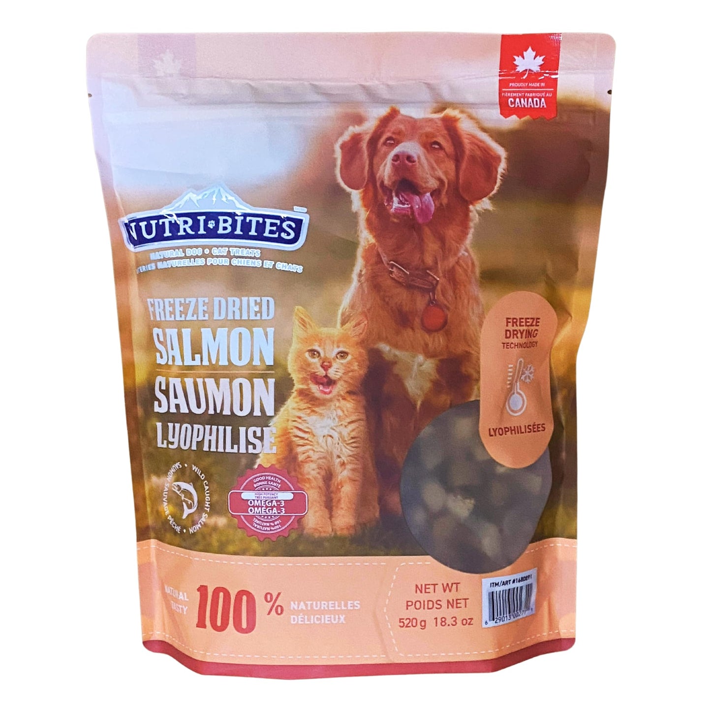 Nutri Bites - 18.3 OZ Value Pack - Freeze Dried Wild Caught Salmon Pets Treats, Rich in Protein and Omega-3, Support The Immune System, Protect Their Hair and Skin, for Dogs and Cats