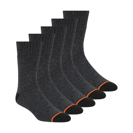 Weatherproof mens 5 Pack Thermal Crew Hiking Socks, Black, 10 13 US