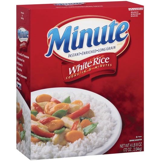 Minute White Instant Enriched Long Grain Rice 72 Oz Box (4 Packs)