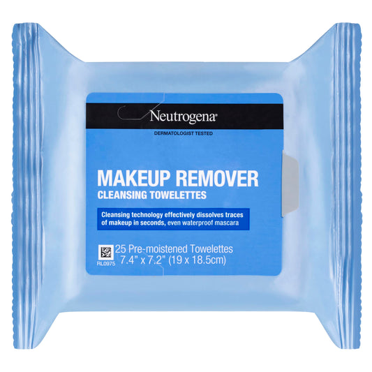 Neutrogena Makeup Remover Wipes, Daily Facial Cleanser Towelettes, Gently Removes Oil & Makeup, Alcohol-Free Makeup Wipes, 25 ct