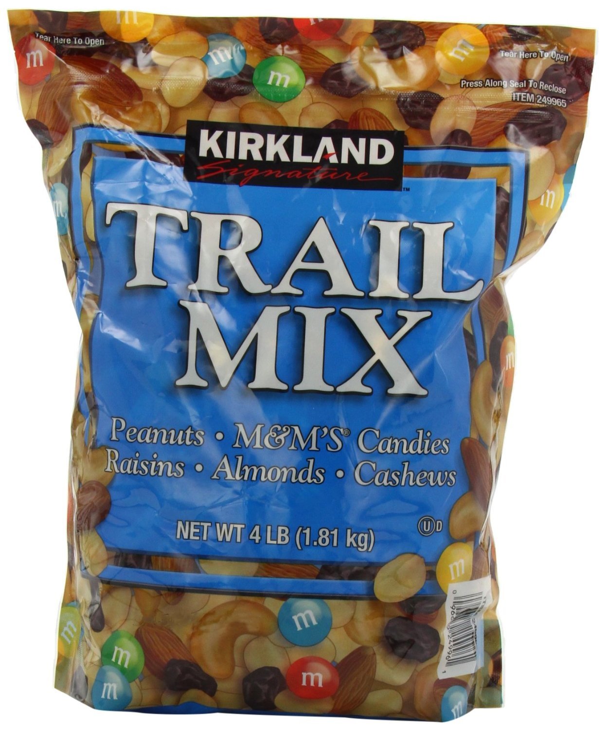 Kirkland Signature Trail Mix - 4 Lb Bag, Expires 10/2025, Peanuts, Almonds, Cashews, Raisins, M&Ms