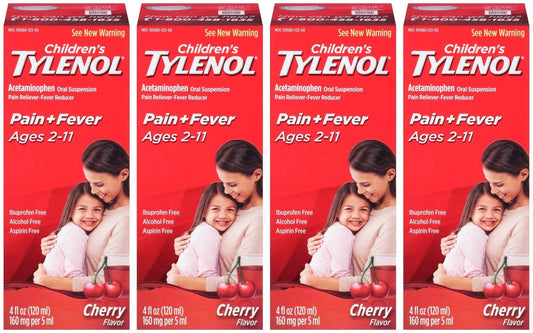 TYLENOL Children's Pain & Fever Relief, Cherry Blast Liquid, 4 oz (Pack of 4)