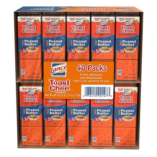 Lance Toast Chee Peanut Butter Crackers (40 Count) (Pack of 6)