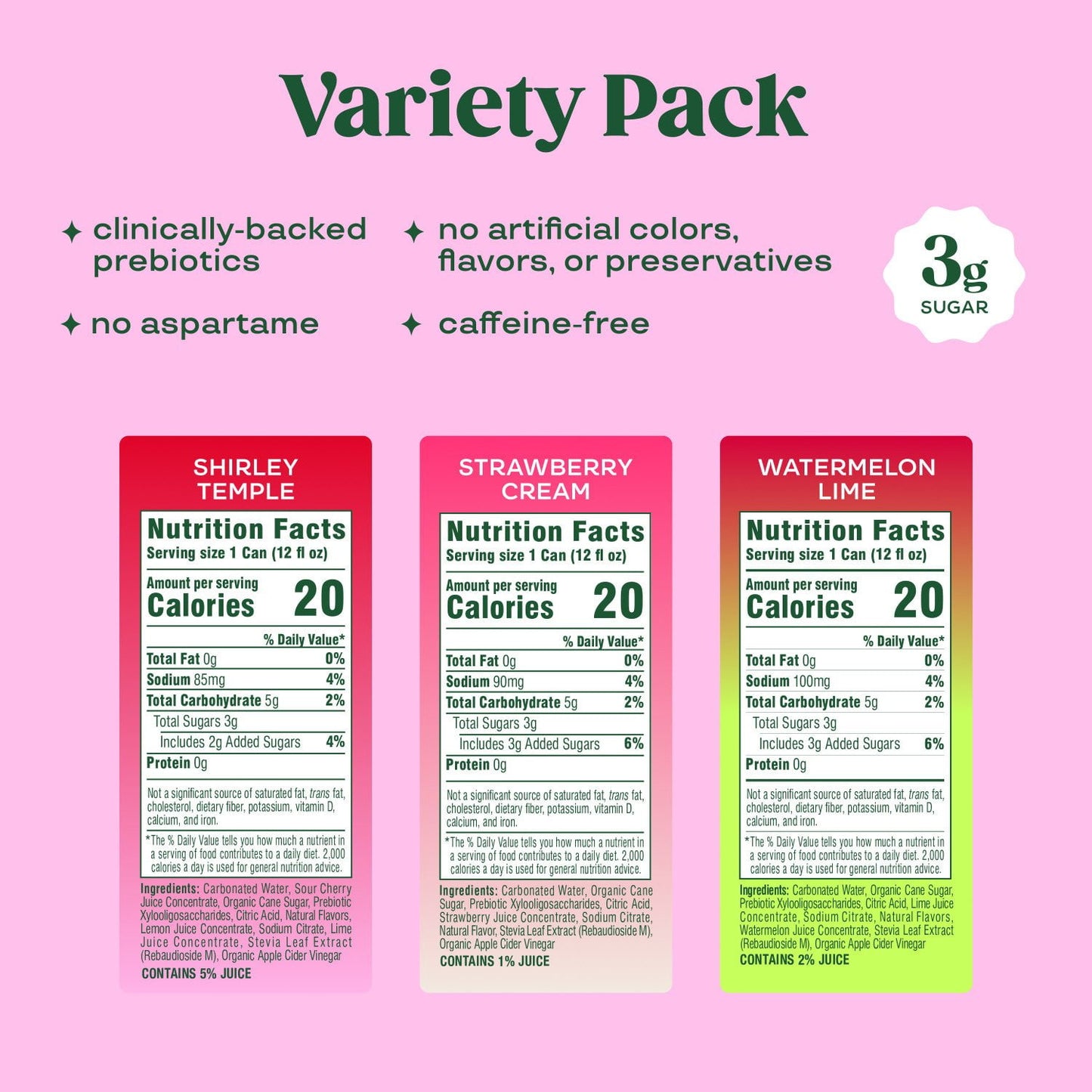 Bloom Pop Prebiotic Soda Variety Pack, 12 fl. oz., 15 pk.