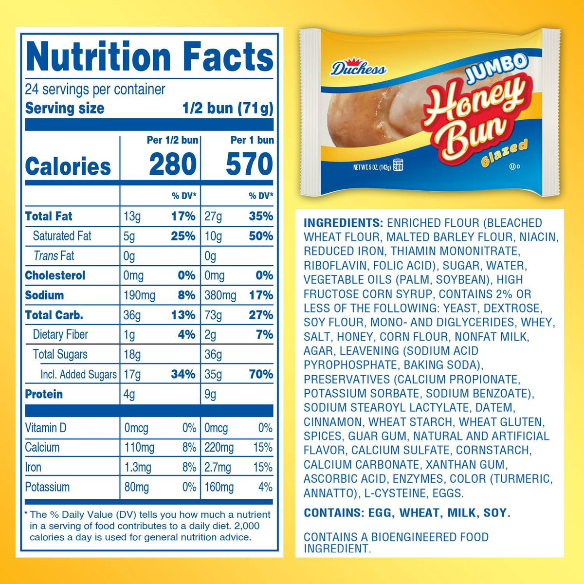Duchess Jumbo Glazed Honey Buns, 5 oz., 12 pk.