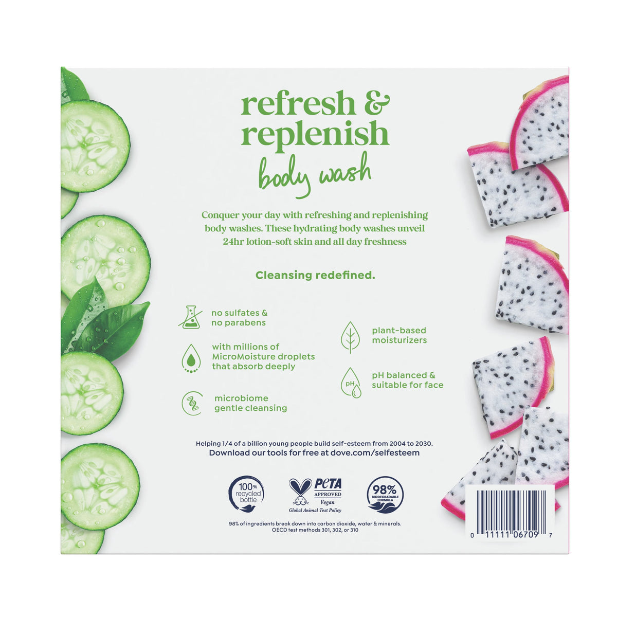 Dove Cucumber+Green Tea and Dragonfruit Body Wash, 30.6 fl. oz., 2 pk.
