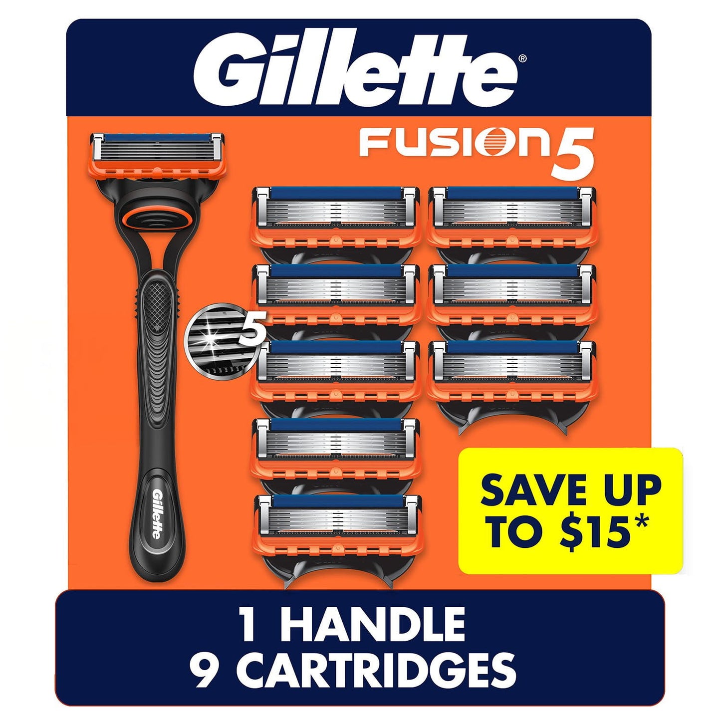 Gillette Fusion5 Men's Razor Handle + 9 Cartridges