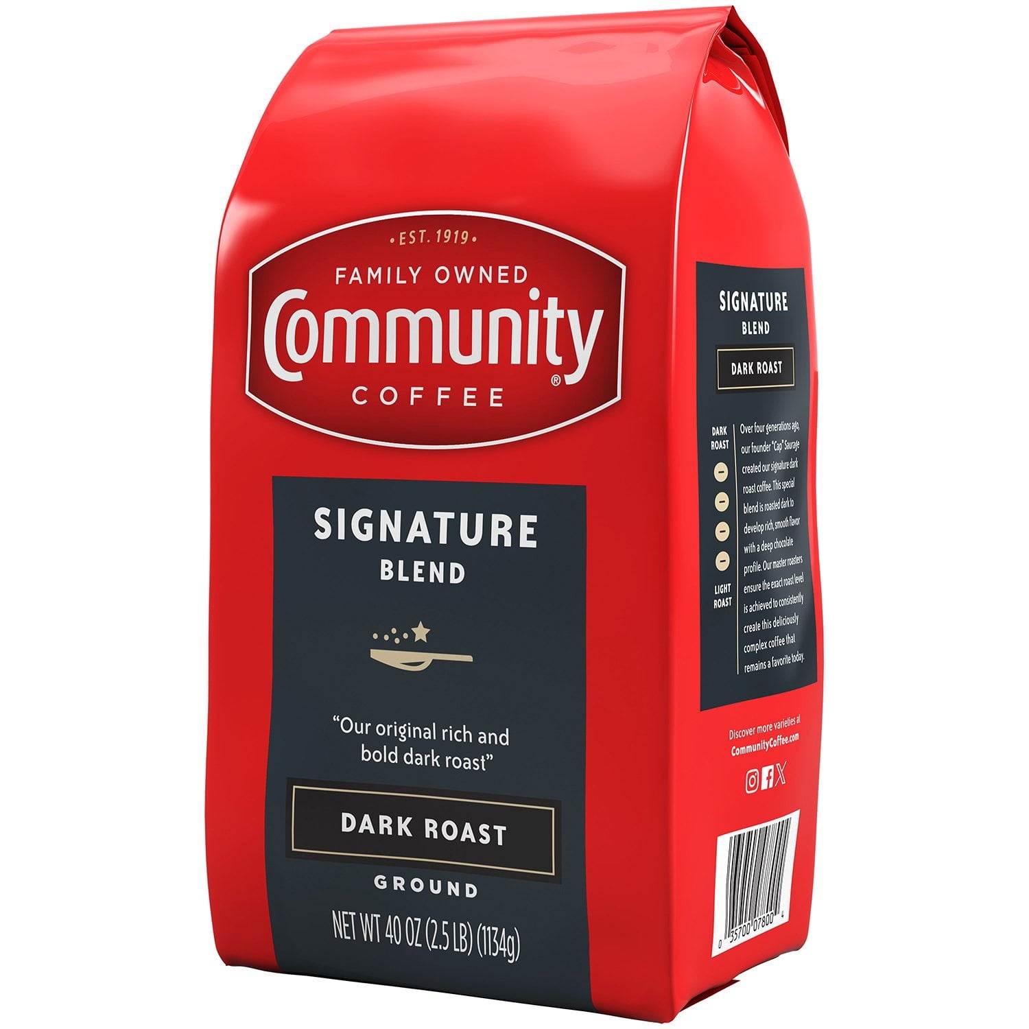 Community Coffee Dark Roast Ground Coffee, Signature Blend, 40 oz.