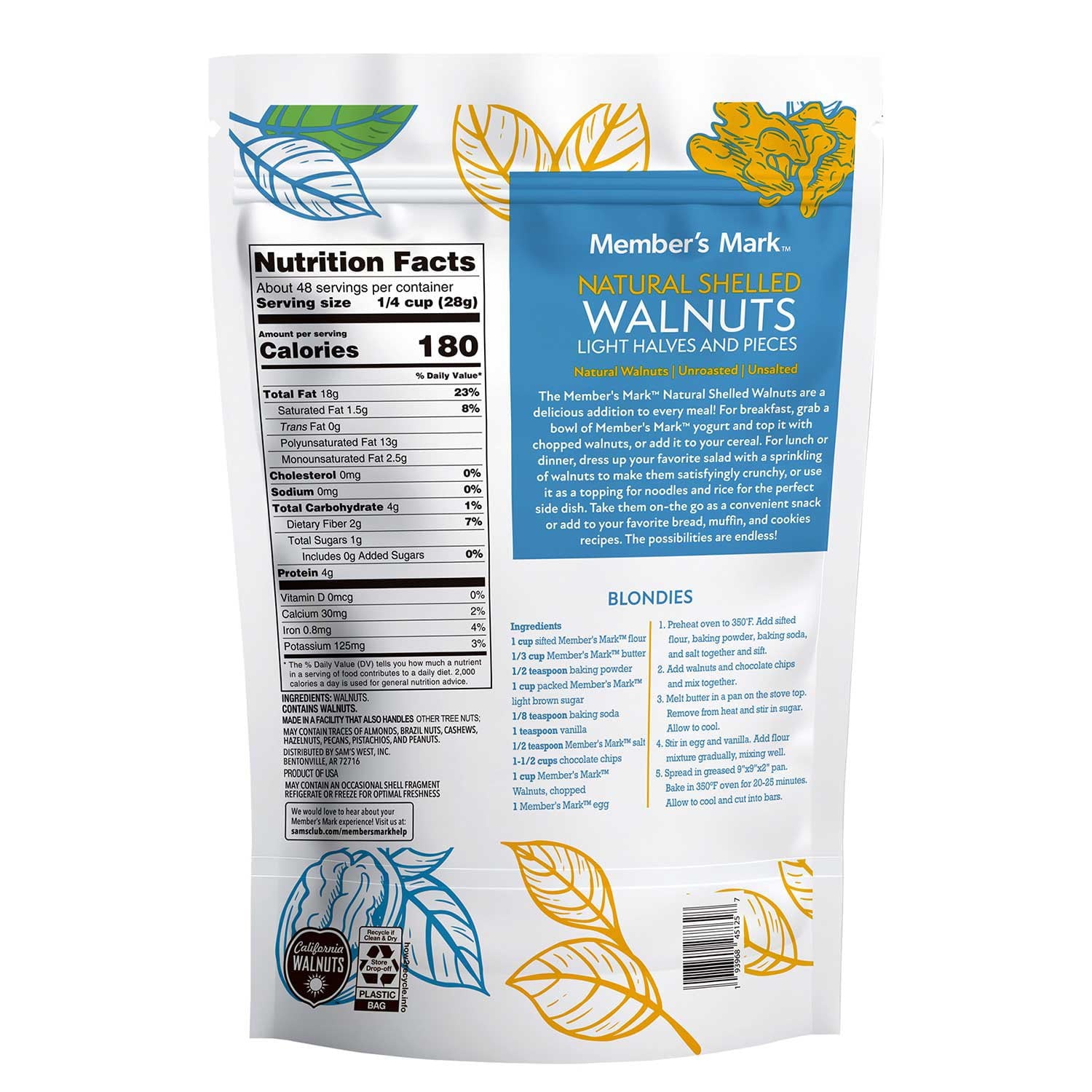 Member's Mark Natural Shelled Walnuts, 48 oz.