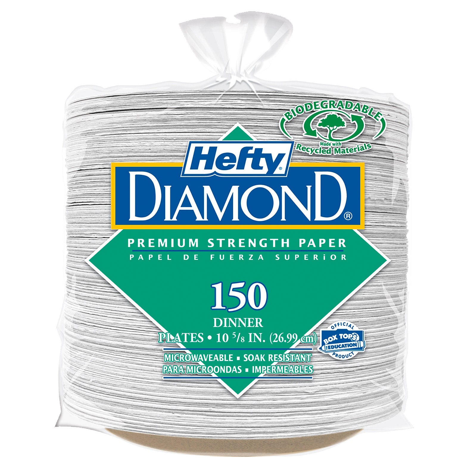 HEFTY DIAMOND DINNER PLATES 150 CT