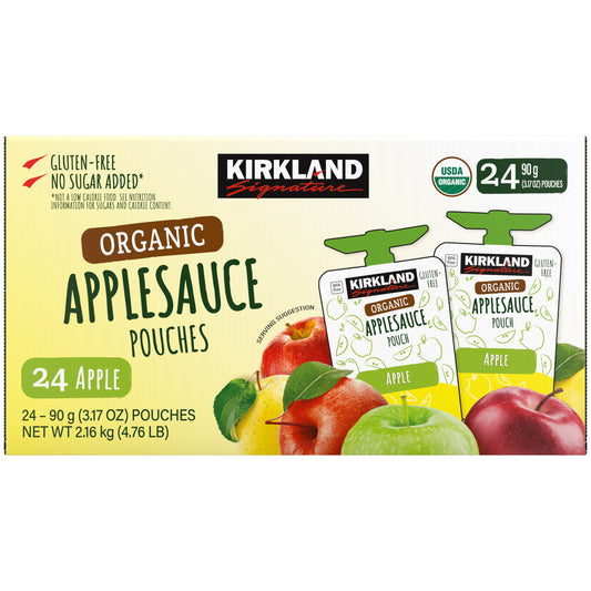 KIRKLAND SIGNATURE ORGANIC APPLESAUCE POUCHES 24/3.17 OZ