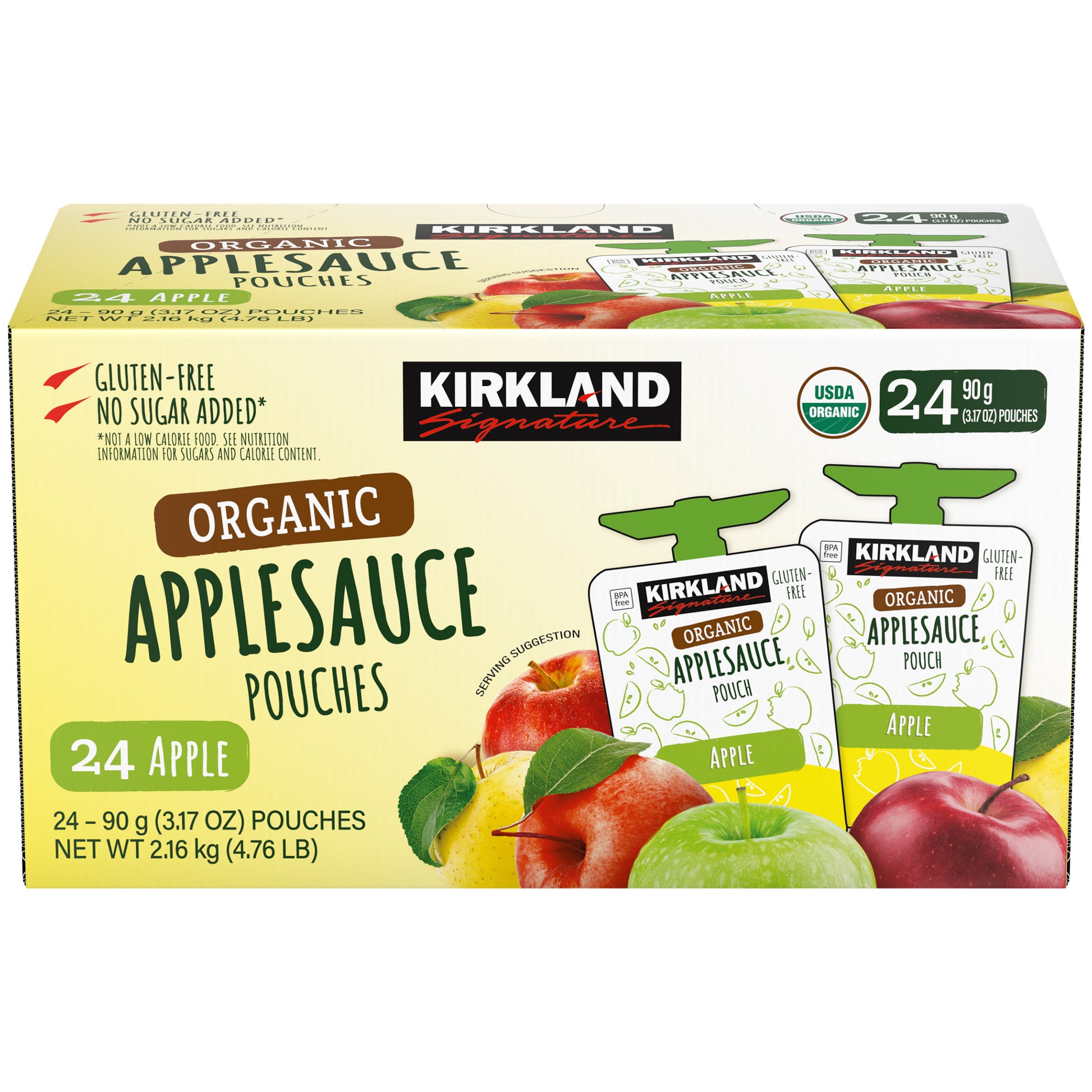 KIRKLAND SIGNATURE ORGANIC APPLESAUCE POUCHES 24/3.17 OZ