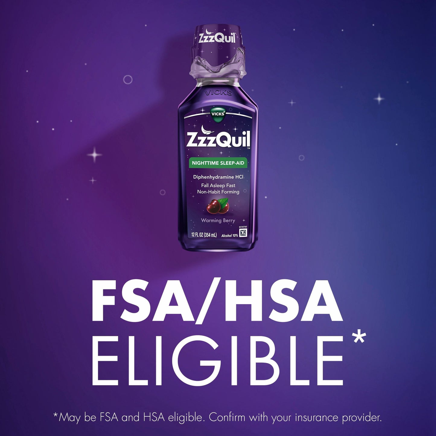 ZzzQuil Nighttime Sleep-Aid Liquid, Berry, 12 fl. oz., 3 pk.