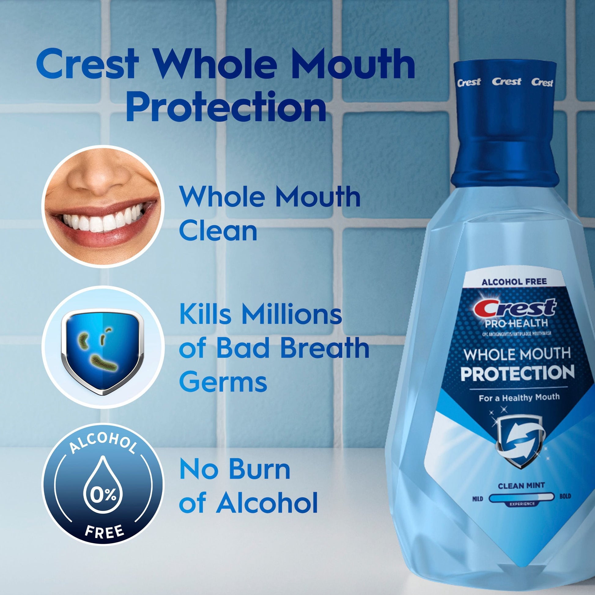 Crest Pro-Health Advantage Multi-Protection Mouthwash, Smooth Mint, 33.8 fl. oz., 3 pk.