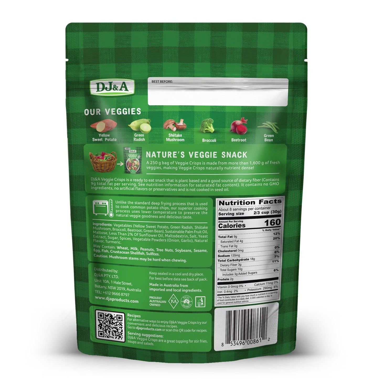DJ&A Veggie Crisps Original, 8.8 oz.