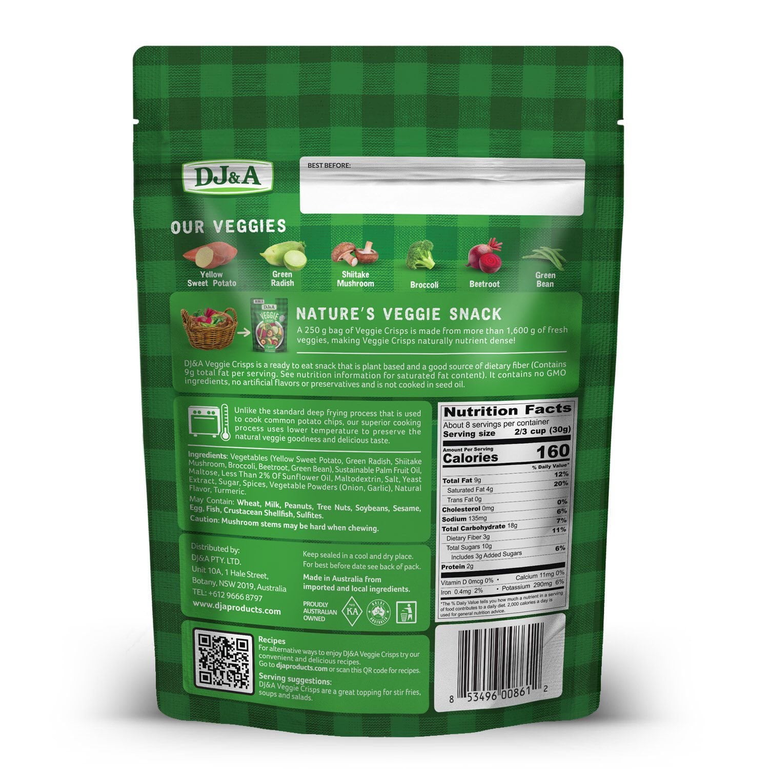 DJ&A Veggie Crisps Original, 8.8 oz.