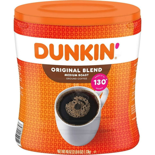 Dunkin' Medium Roast Ground Coffee, Original Blend, 40 oz.