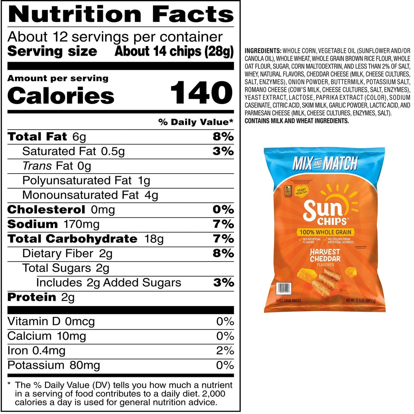 SunChips Whole Grain Harvest Cheddar Chips, 12.25 oz.
