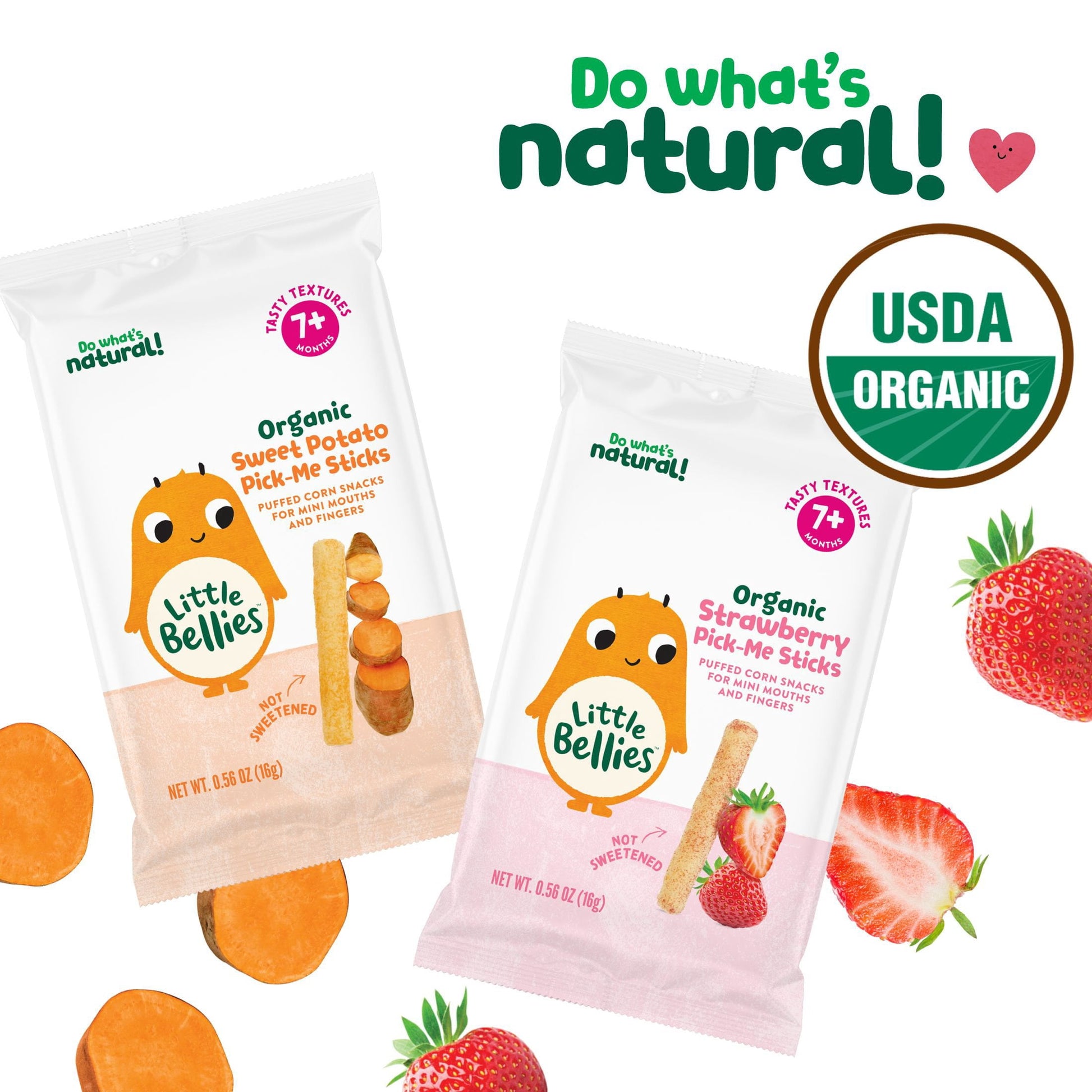 Little Bellies Pick-Me Sticks Variety Pack, Strawberry & Sweet Potato, 0.56 oz., 10 ct.