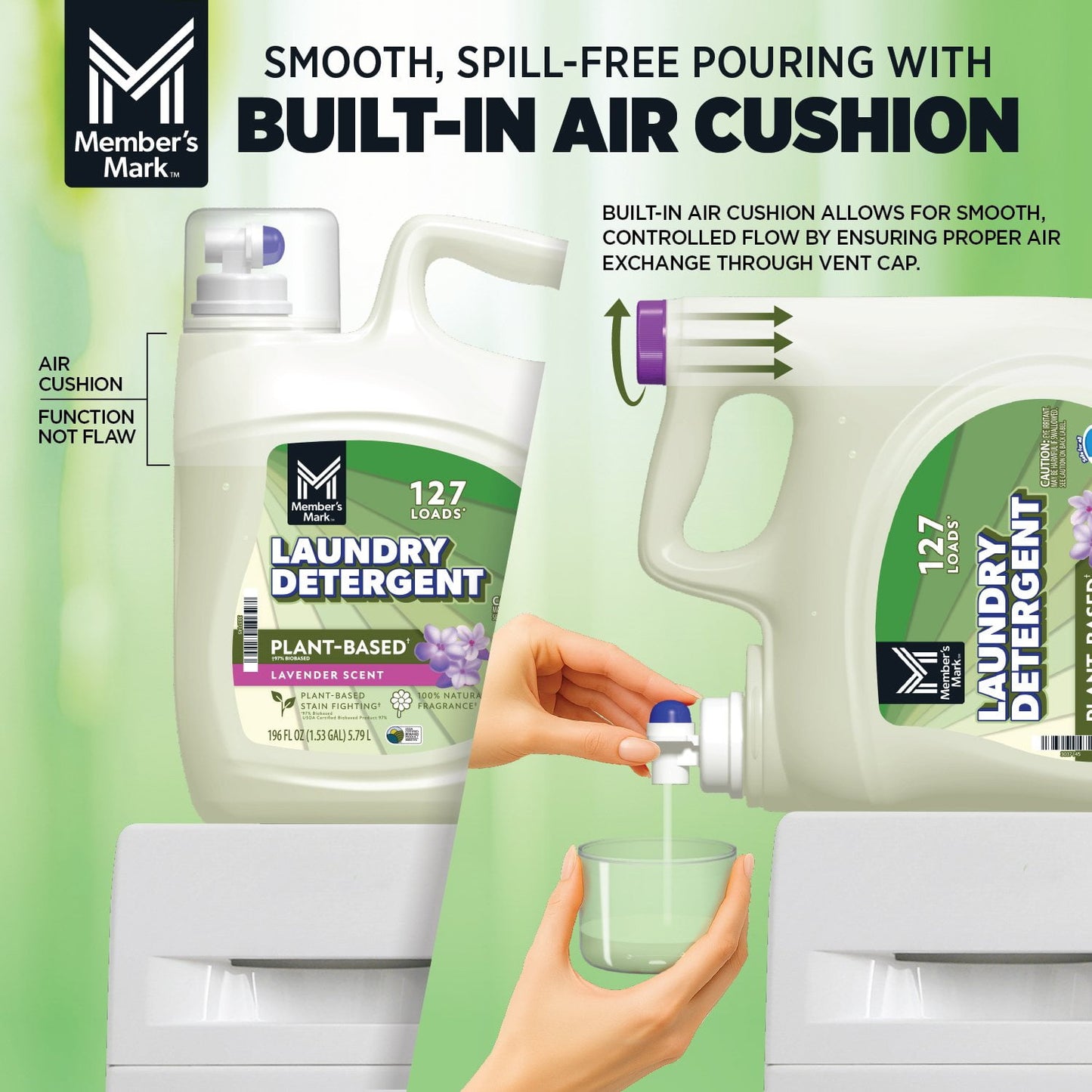 Member's Mark Plant Based Liquid Laundry Detergent, Lavender, 127 loads, 196 fl. oz.