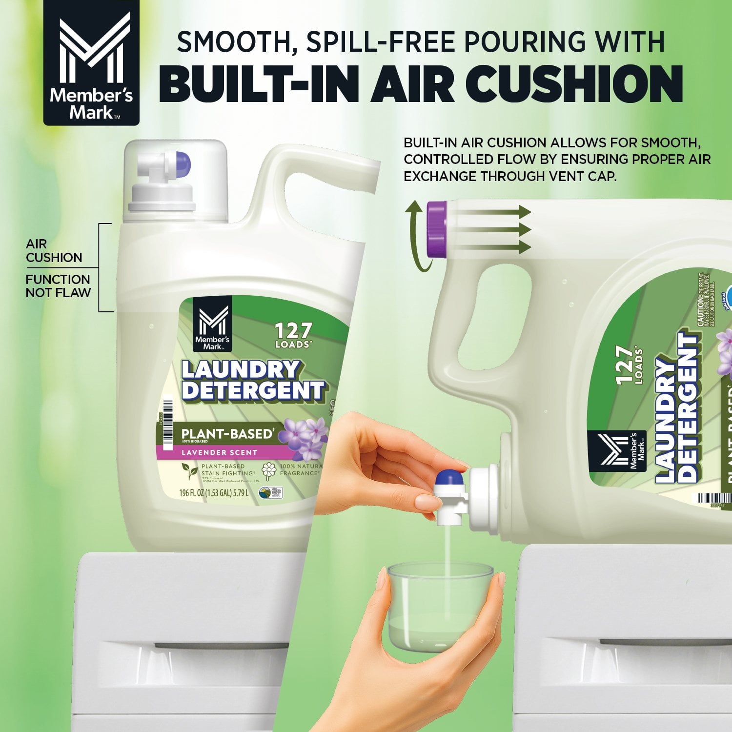 Member's Mark Plant Based Liquid Laundry Detergent, Lavender, 127 loads, 196 fl. oz.