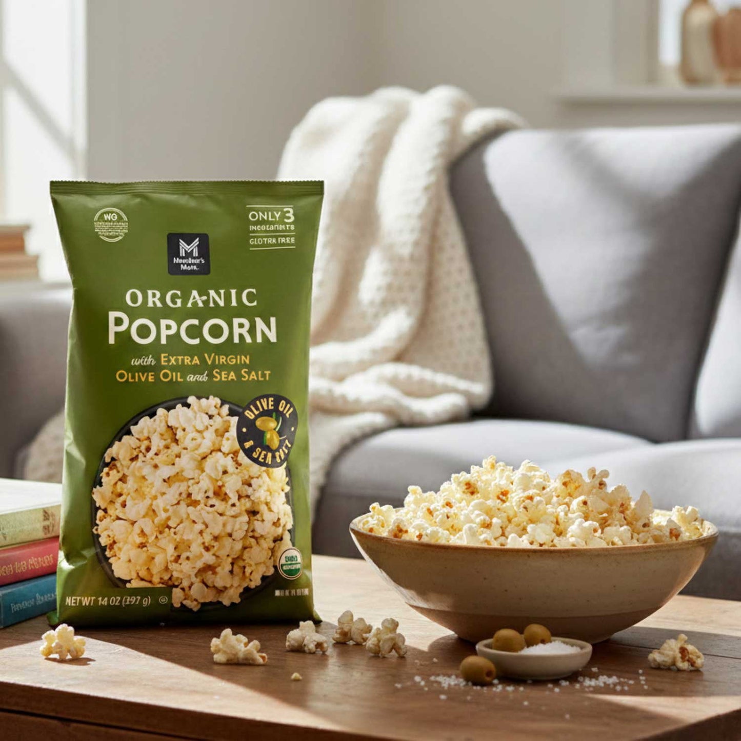 Member's Mark Organic Popcorn with Extra Virgin Olive Oil and Sea Salt, 14 oz.
