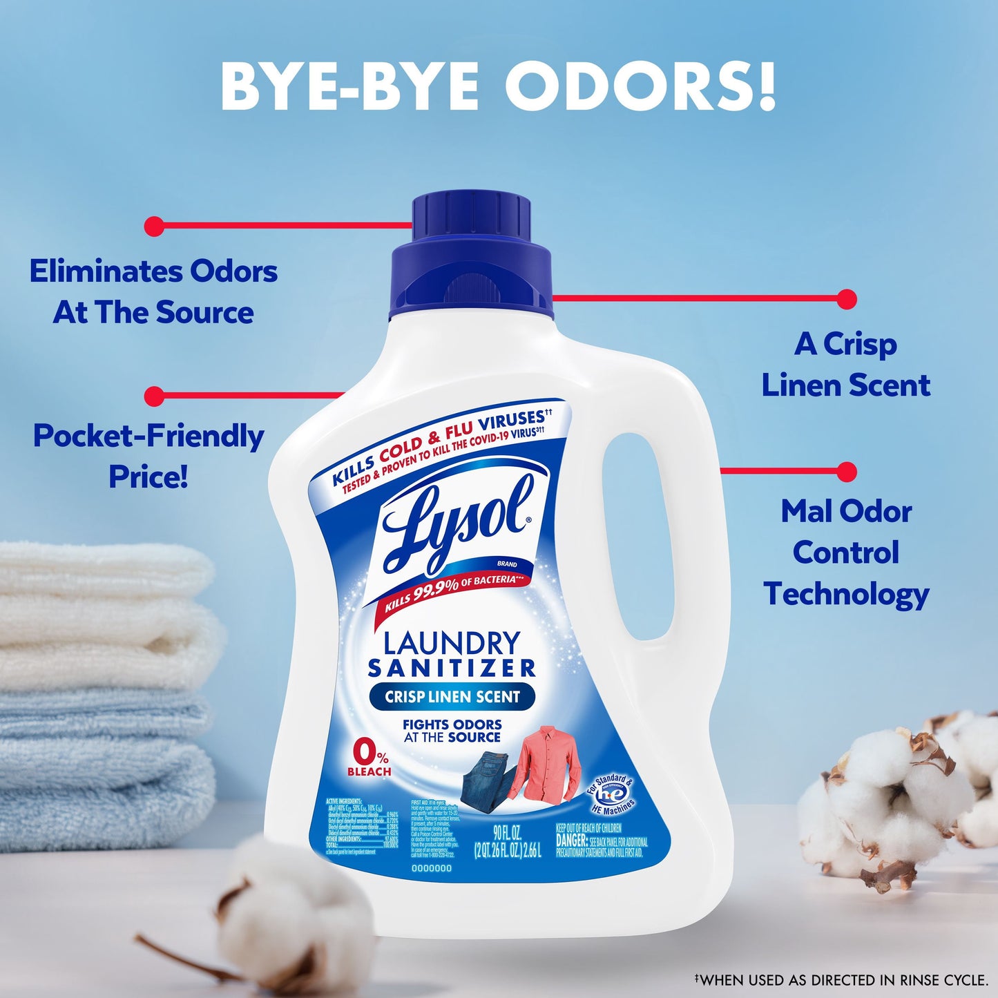 Lysol Laundry Sanitizer Additive, Crisp Linen 150 fl. oz.