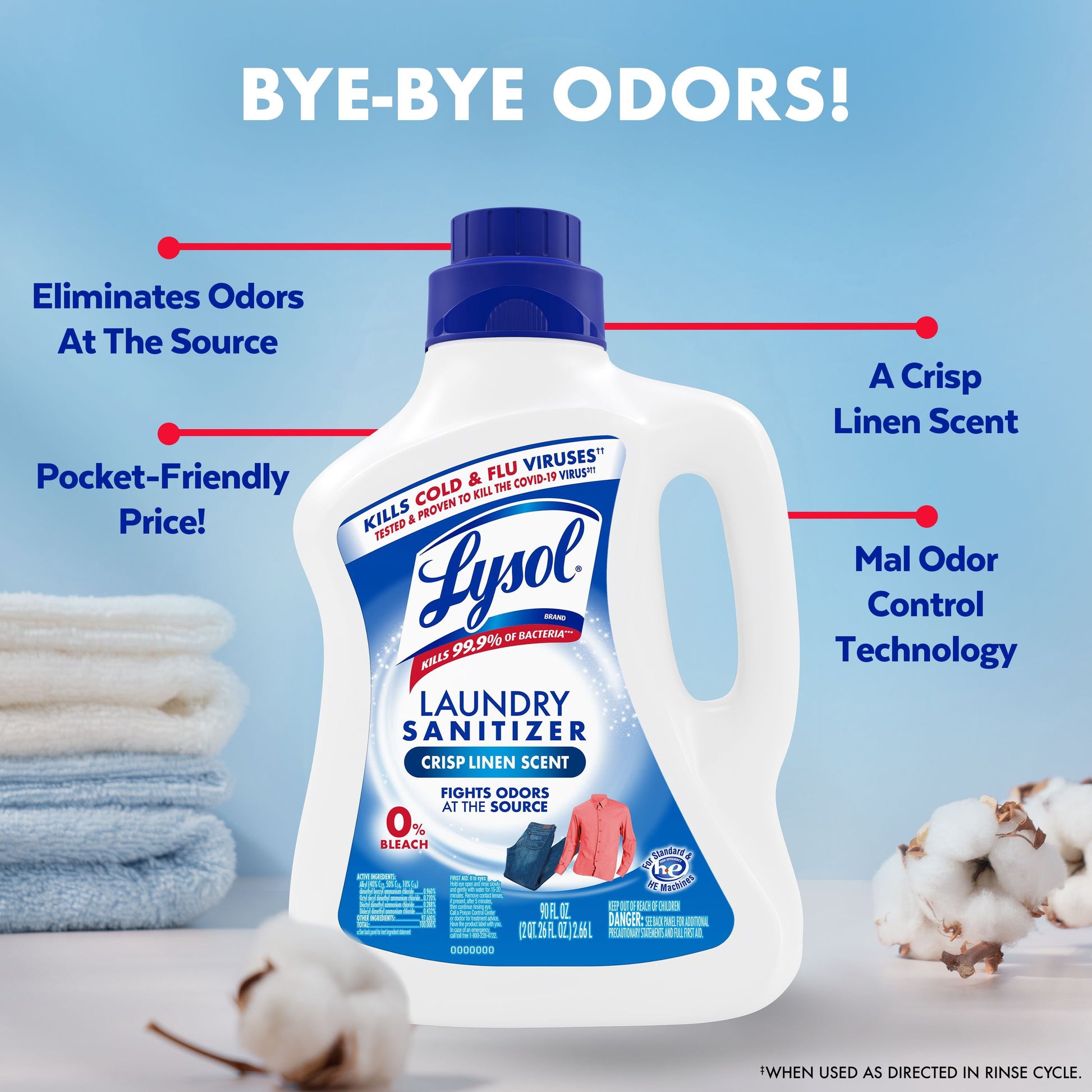 Lysol Laundry Sanitizer Additive, Crisp Linen 150 fl. oz.