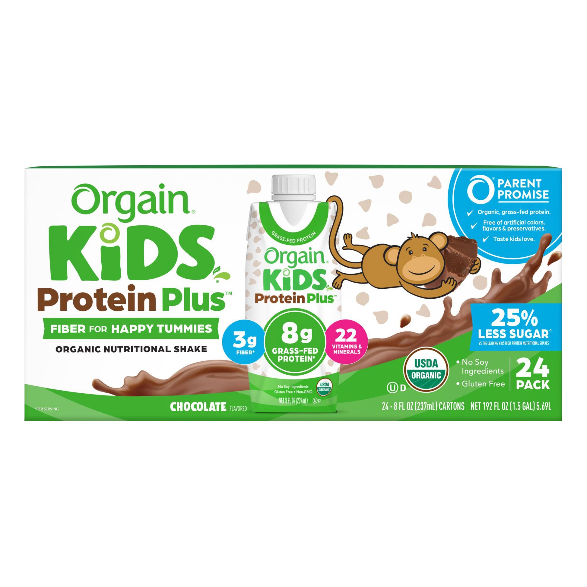 ORGAIN ORGANIC KIDS NUTRITIONAL SHAKE CHOCOLATE 8 FL OZ/24PK • Non-GMO