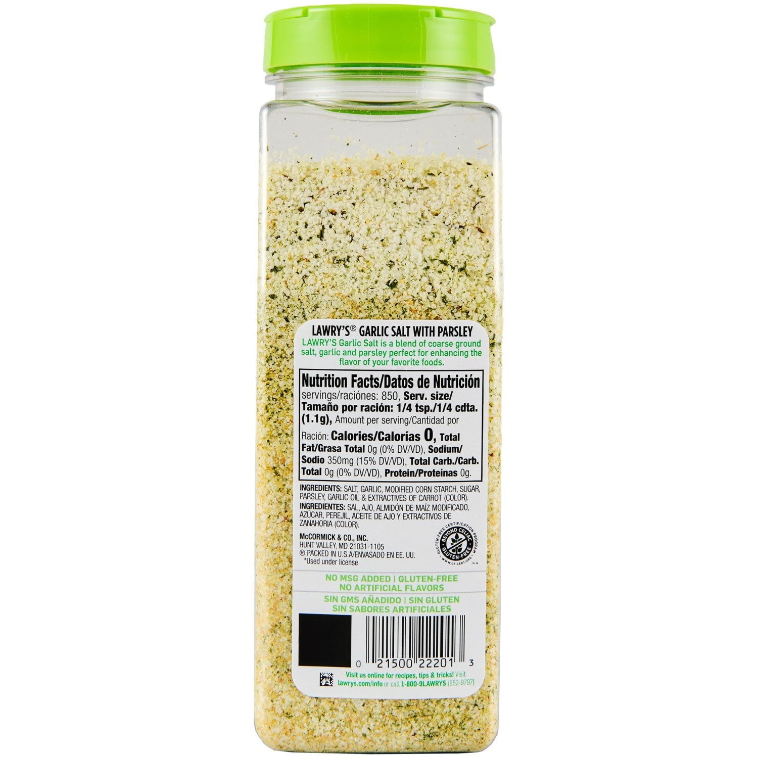 Lawry's Coarse Ground Garlic Salt with Parsley 33 oz.